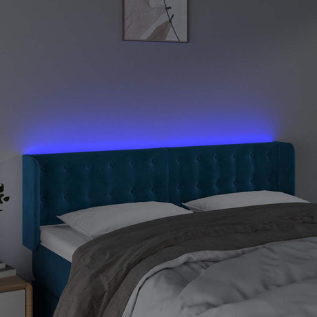 Vidaxl hoofdbord led 147x16x78 88 cm fluweel donkerblauw