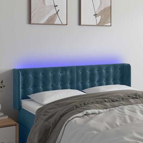 Vidaxl hoofdbord led 147x16x78 88 cm fluweel donkerblauw