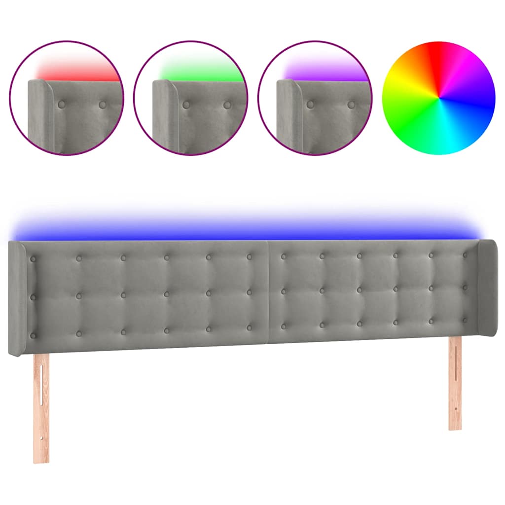 Vidaxl hoofdbord led 163x16x78 88 cm fluweel lichtgrijs