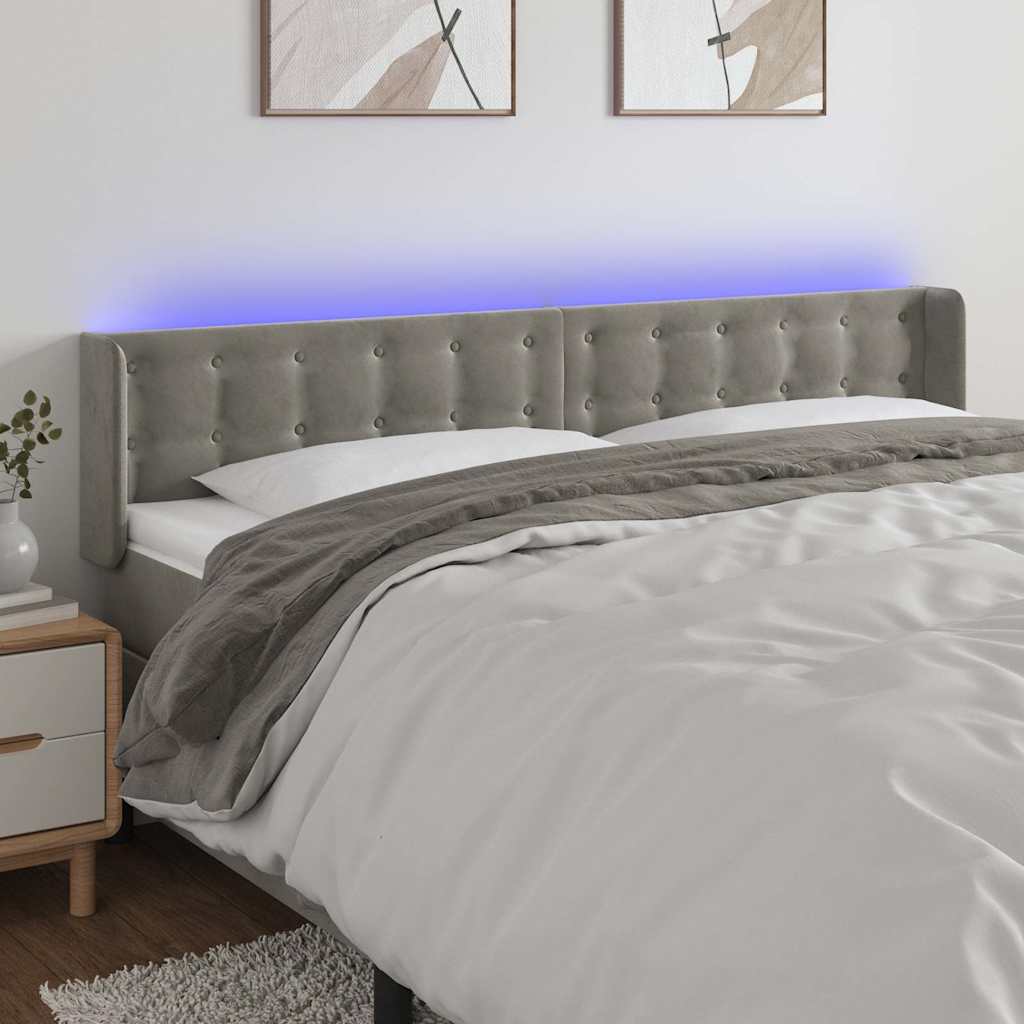 Vidaxl hoofdbord led 163x16x78 88 cm fluweel lichtgrijs