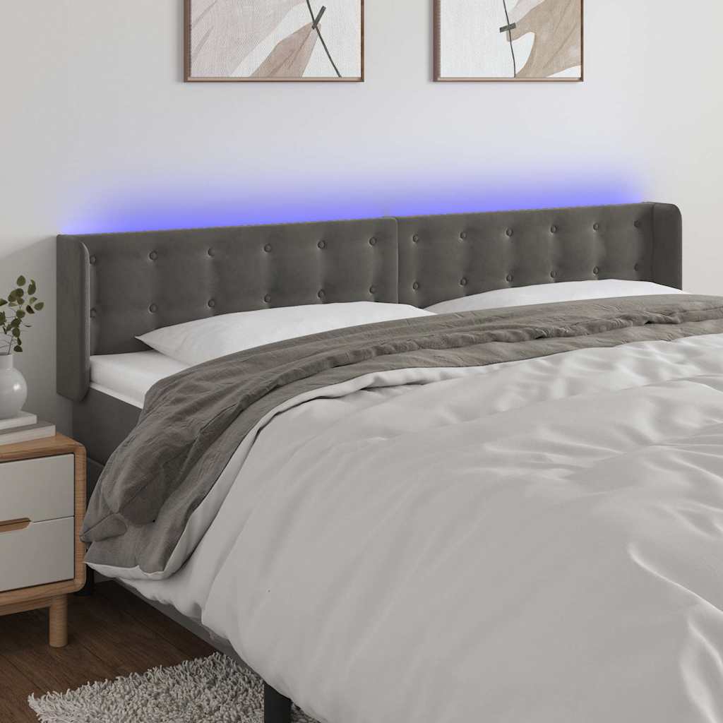 Vidaxl hoofdbord led 163x16x78 88 cm fluweel donkergrijs