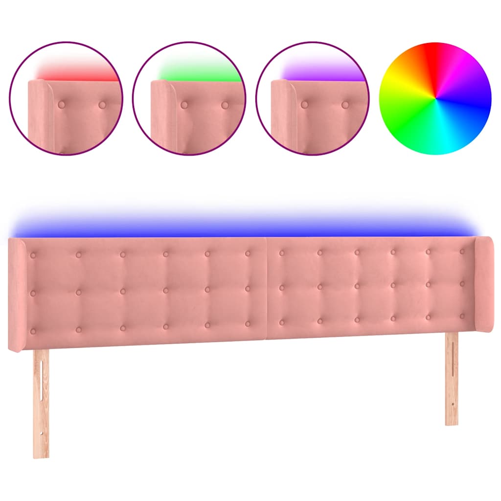 Vidaxl hoofdbord led 183x16x78 88 cm fluweel roze