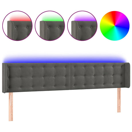 Vidaxl hoofdbord led 203x16x78 88 cm fluweel donkergrijs