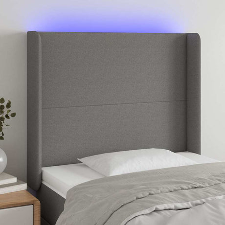 Vidaxl hoofdbord led 83x16x118 128 cm stof donkergrijs