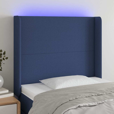 Vidaxl hoofdbord led 83x16x118 128 cm stof blauw