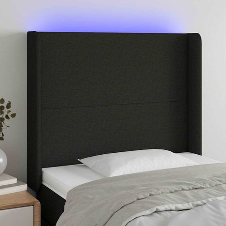 Vidaxl hoofdbord led 93x16x118 128 cm stof zwart