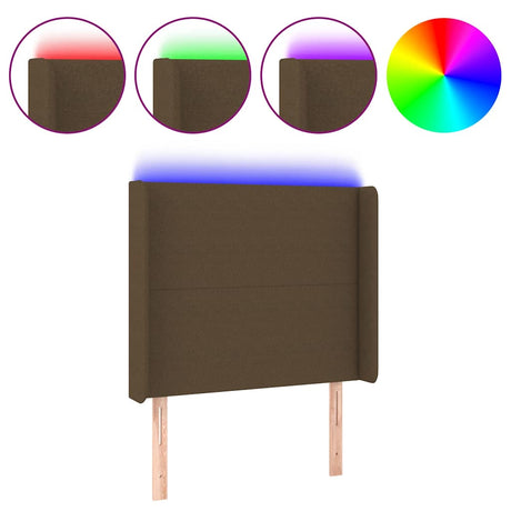 Vidaxl hoofdbord led 93x16x118 128 cm stof donkerbruin