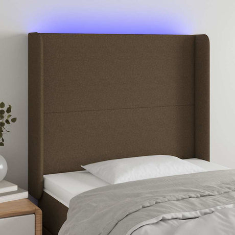 Vidaxl hoofdbord led 93x16x118 128 cm stof donkerbruin