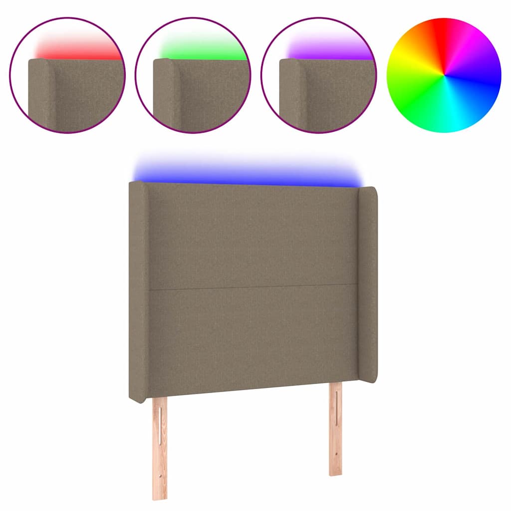 Vidaxl hoofdbord led 93x16x118 128 cm stof taupe