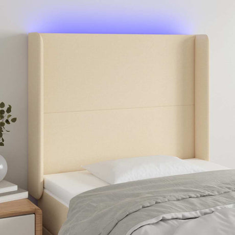 Vidaxl hoofdbord led 93x16x118 128 cm stof crèmekleurig