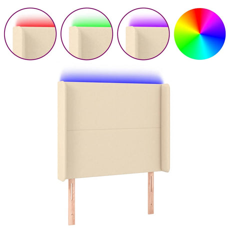 Vidaxl hoofdbord led 103x16x118 128 cm stof crèmekleurig