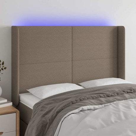 Vidaxl hoofdbord led 147x16x118 128 cm stof taupe