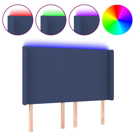 Vidaxl hoofdbord led 147x16x118 128 cm stof blauw