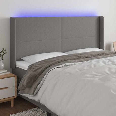 Vidaxl hoofdbord led 163x16x118 128 cm stof donkergrijs