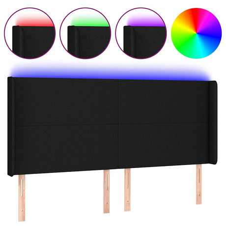 Vidaxl hoofdbord led 163x16x118 128 cm stof zwart