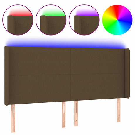 Vidaxl hoofdbord led 163x16x118 128 cm stof donkerbruin