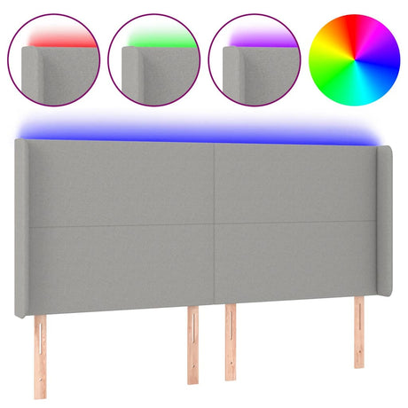 Vidaxl hoofdbord led 183x16x118 128 cm stof lichtgrijs