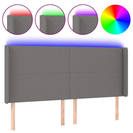 Vidaxl hoofdbord led 183x16x118 128 cm stof donkergrijs