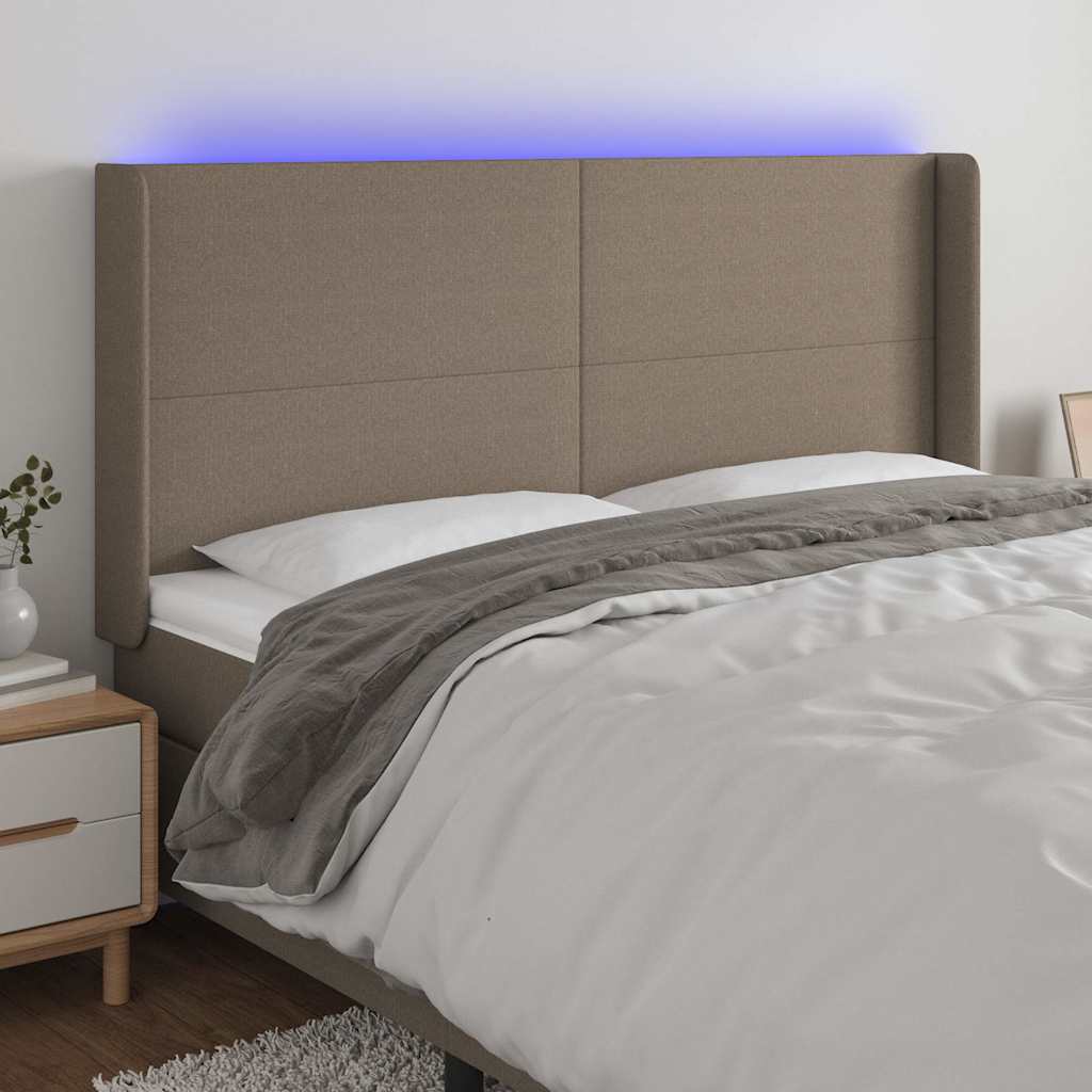 Vidaxl hoofdbord led 183x16x118 128 cm stof taupe