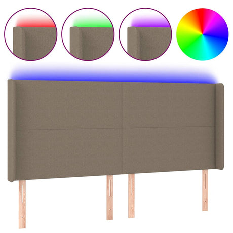 Vidaxl hoofdbord led 203x16x118 128 cm stof taupe