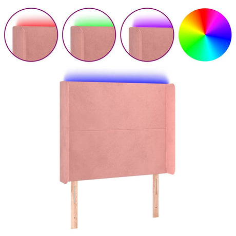 Vidaxl hoofdbord led 83x16x118 128 cm fluweel roze