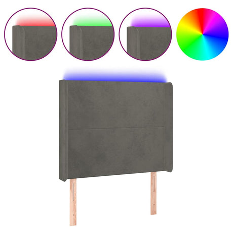 Vidaxl hoofdbord led 93x16x118 128 cm fluweel donkergrijs