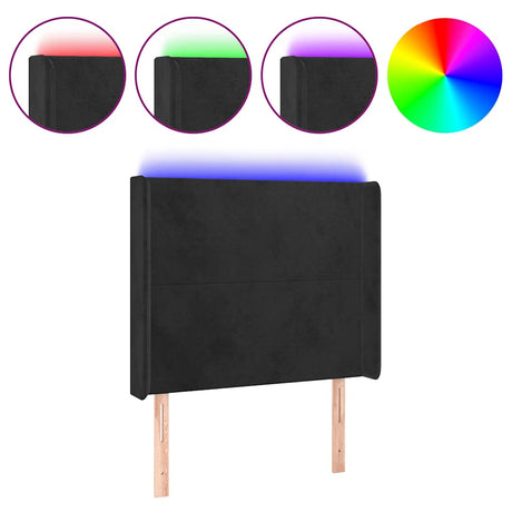 Vidaxl hoofdbord led 93x16x118 128 cm fluweel zwart
