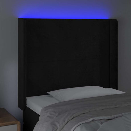 Vidaxl hoofdbord led 93x16x118 128 cm fluweel zwart