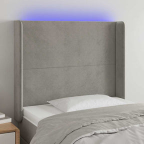 Vidaxl hoofdbord led 103x16x118 128 cm fluweel lichtgrijs