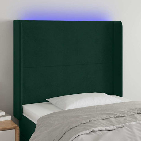 Vidaxl hoofdbord led 103x16x118 128 cm fluweel donkergroen