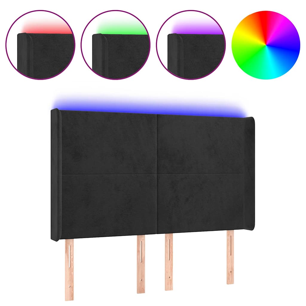 Vidaxl hoofdbord led 147x16x118 128 cm fluweel zwart