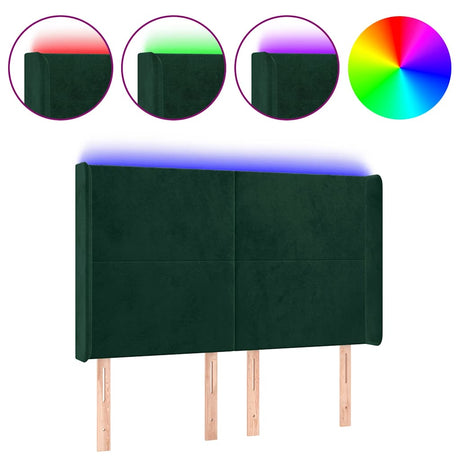 Vidaxl hoofdbord led 147x16x118 128 cm fluweel donkergroen