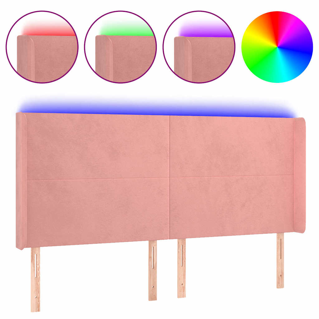 Vidaxl hoofdbord led 163x16x118 128 cm fluweel roze