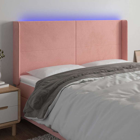 Vidaxl hoofdbord led 183x16x118 128 cm fluweel roze