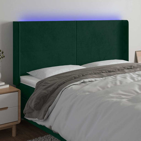 Vidaxl hoofdbord led 203x16x118 128 cm fluweel donkergroen