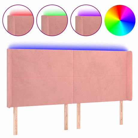 Vidaxl hoofdbord led 203x16x118 128 cm fluweel roze