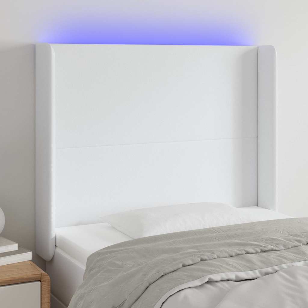 Vidaxl hoofdbord led 83x16x118 128 cm kunstleer wit