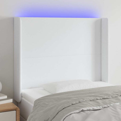 Vidaxl hoofdbord led 83x16x118 128 cm kunstleer wit