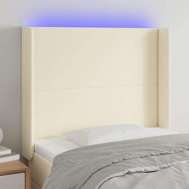 Vidaxl hoofdbord led 83x16x118 128 cm kunstleer crèmekleurig