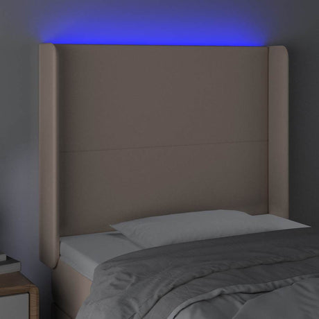 Vidaxl hoofdbord led 83x16x118 128 cm kunstleer cappuccinokleurig