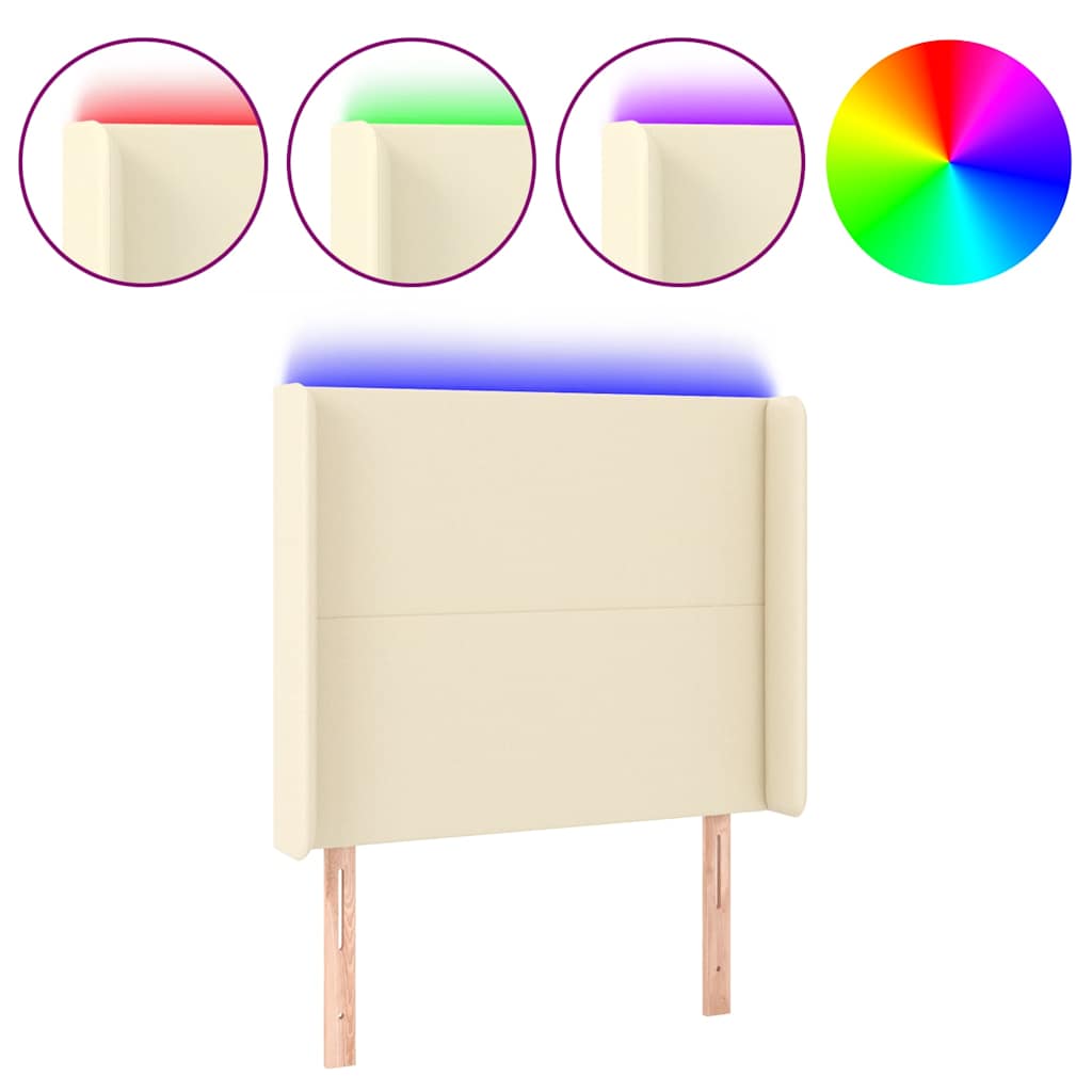 Vidaxl hoofdbord led 93x16x118 128 cm kunstleer crèmekleurig