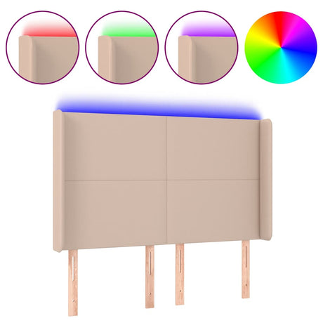 Vidaxl hoofdbord led 147x16x118 128 cm kunstleer cappuccinokleurig