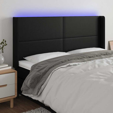 Vidaxl hoofdbord led 163x16x118 128 cm kunstleer zwart