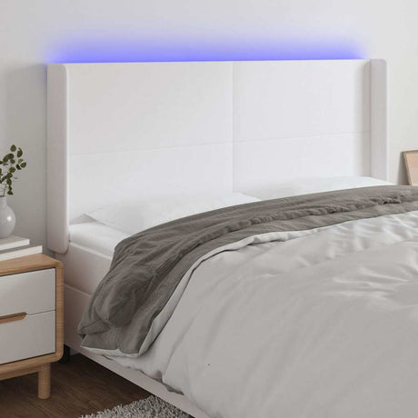Vidaxl hoofdbord led 163x16x118 128 cm kunstleer wit