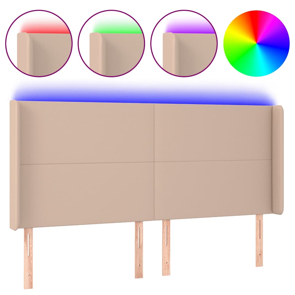 Vidaxl hoofdbord led 183x16x118 128 cm kunstleer cappuccinokleurig