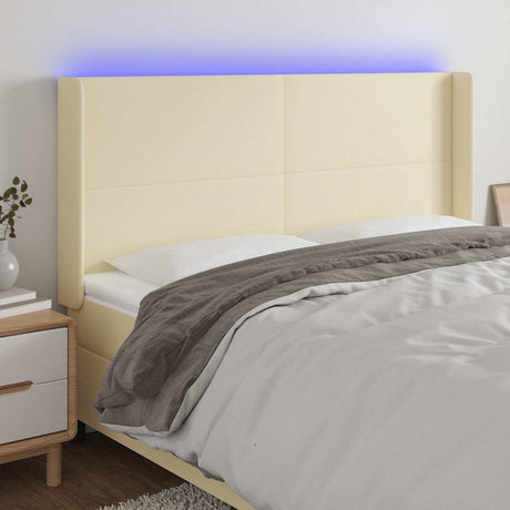 Vidaxl hoofdbord led 203x16x118 128 cm kunstleer crèmekleurig