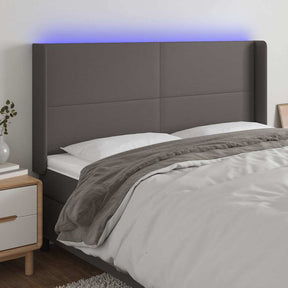 Vidaxl hoofdbord led 203x16x118 128 cm kunstleer grijs