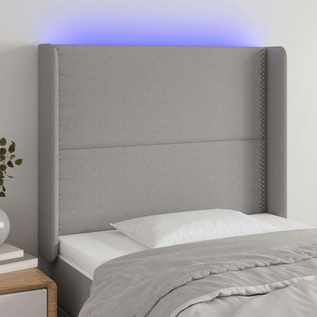 Vidaxl hoofdbord led 93x16x118 128 cm stof lichtgrijs