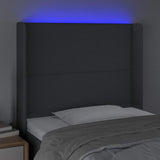 Vidaxl hoofdbord led 93x16x118 128 cm stof donkergrijs