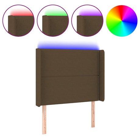 Vidaxl hoofdbord led 93x16x118 128 cm stof donkerbruin
